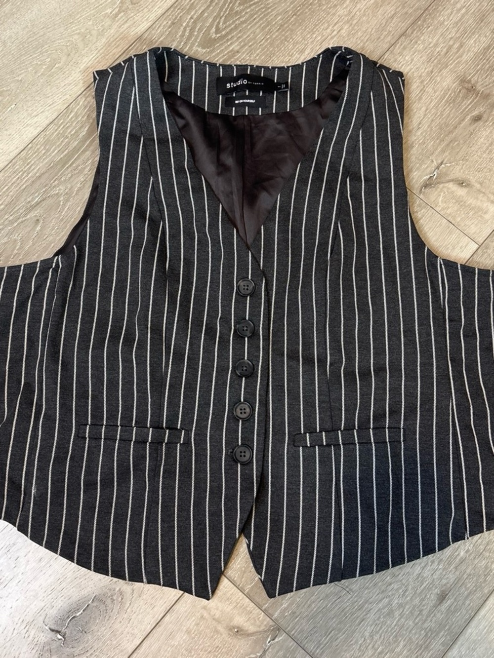 NWOT Torrid Studio Charcoal Gray Pinstripe Tailored Suit Vest Plus Size 1 / 1X